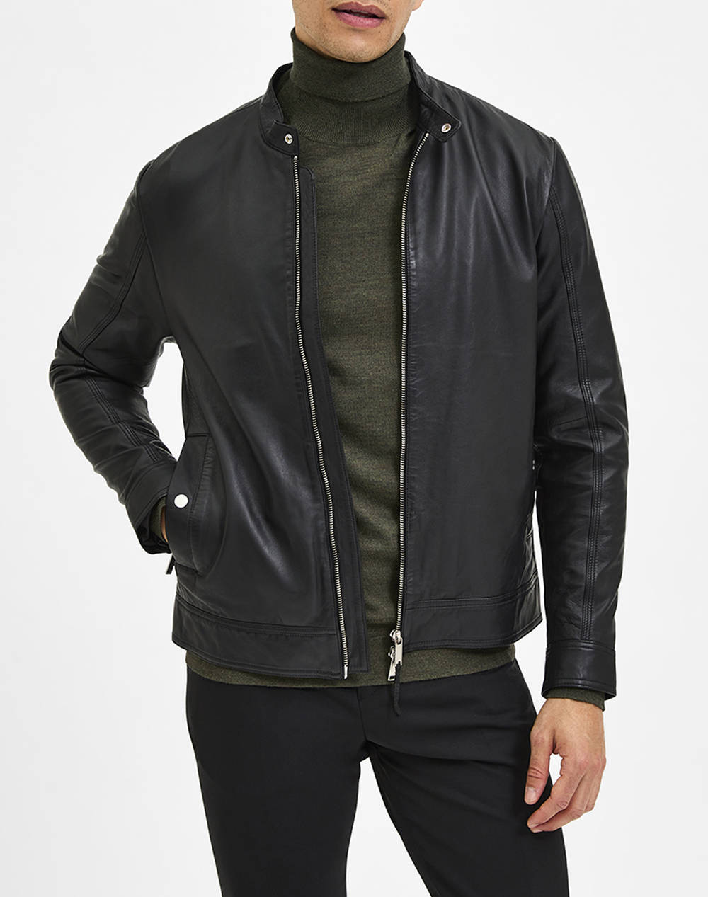 SELECTED SLHARCHIVE CLASSIC LEATHER JKT NOOS 16085745-BLACK Black
