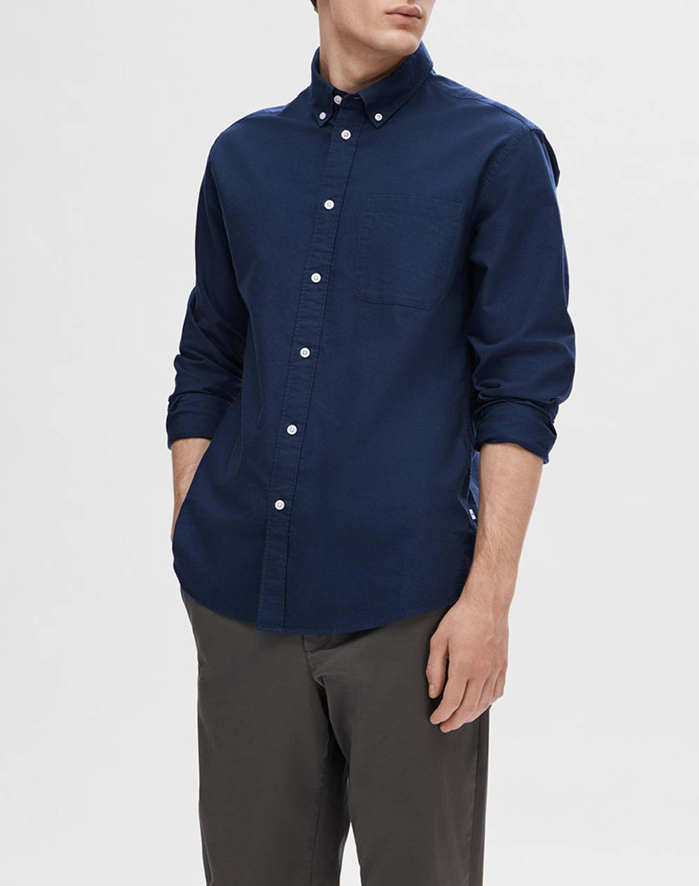SELECTED SLHREGRICK-OX SHIRT LS NOOS 16077359-Moonlit Ocean DarkBlue