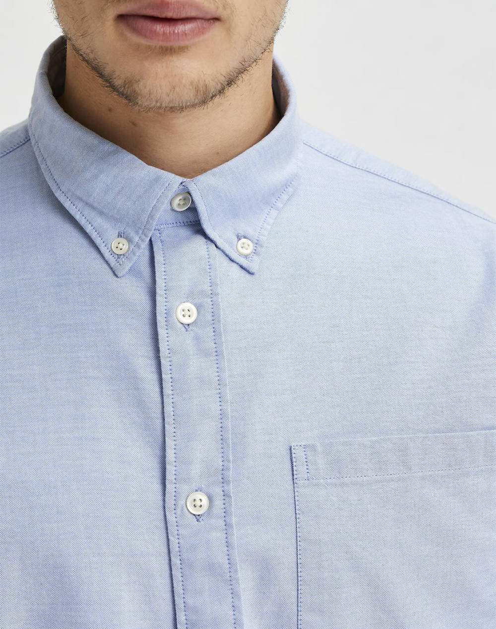Selected Slhregrick-Ox Shirt Ls Noos 16077359-Light Blue Lightblue ανδρικά ρούχα πουκάμισα Politikos Shop Πολιτικός