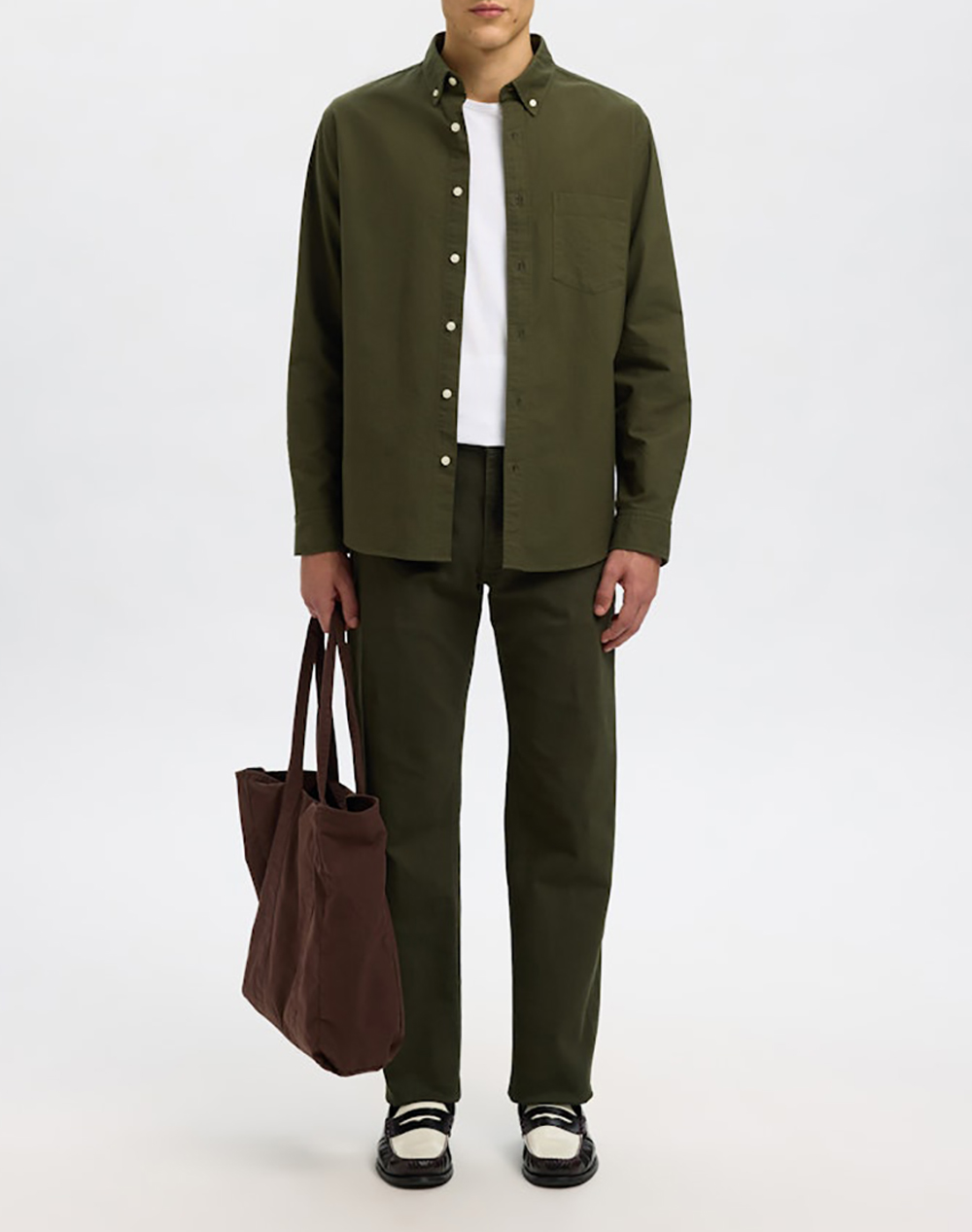 Selected Slhregrick-Ox Shirt Ls Noos 16077359-Forest Nightmixedw Kalamata Mediumforestgreen ανδρικά ρούχα πουκάμισα Politikos Shop Πολιτικός