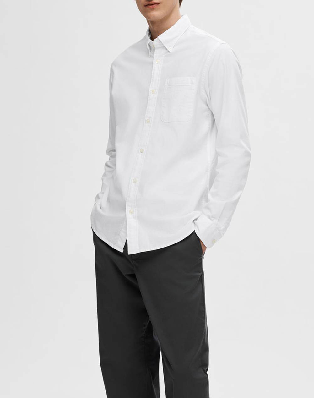 SELECTED SLHREGRICK-OX SHIRT LS NOOS 16077359-WHITE White