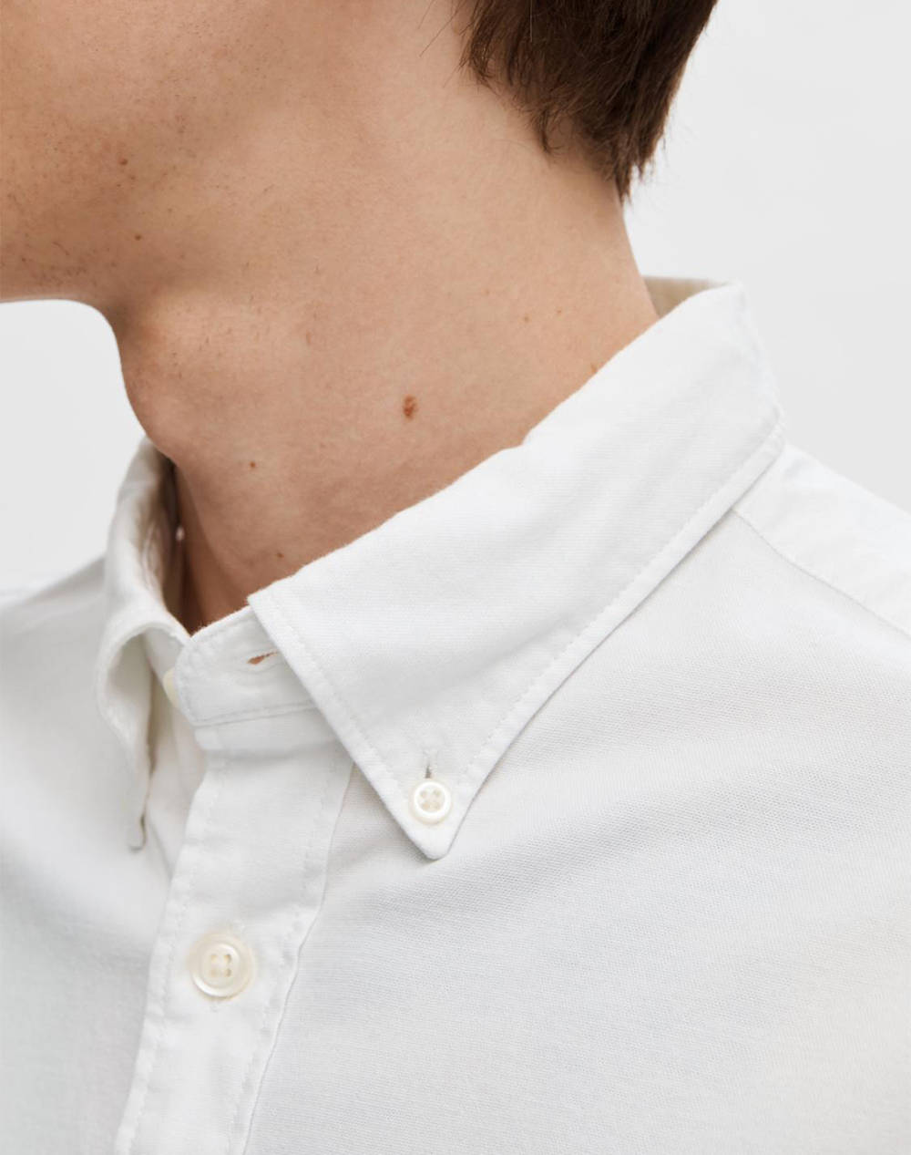 Selected Slhregrick-Ox Shirt Ls Noos 16077359-White White ανδρικά ρούχα πουκάμισα Politikos Shop Πολιτικός