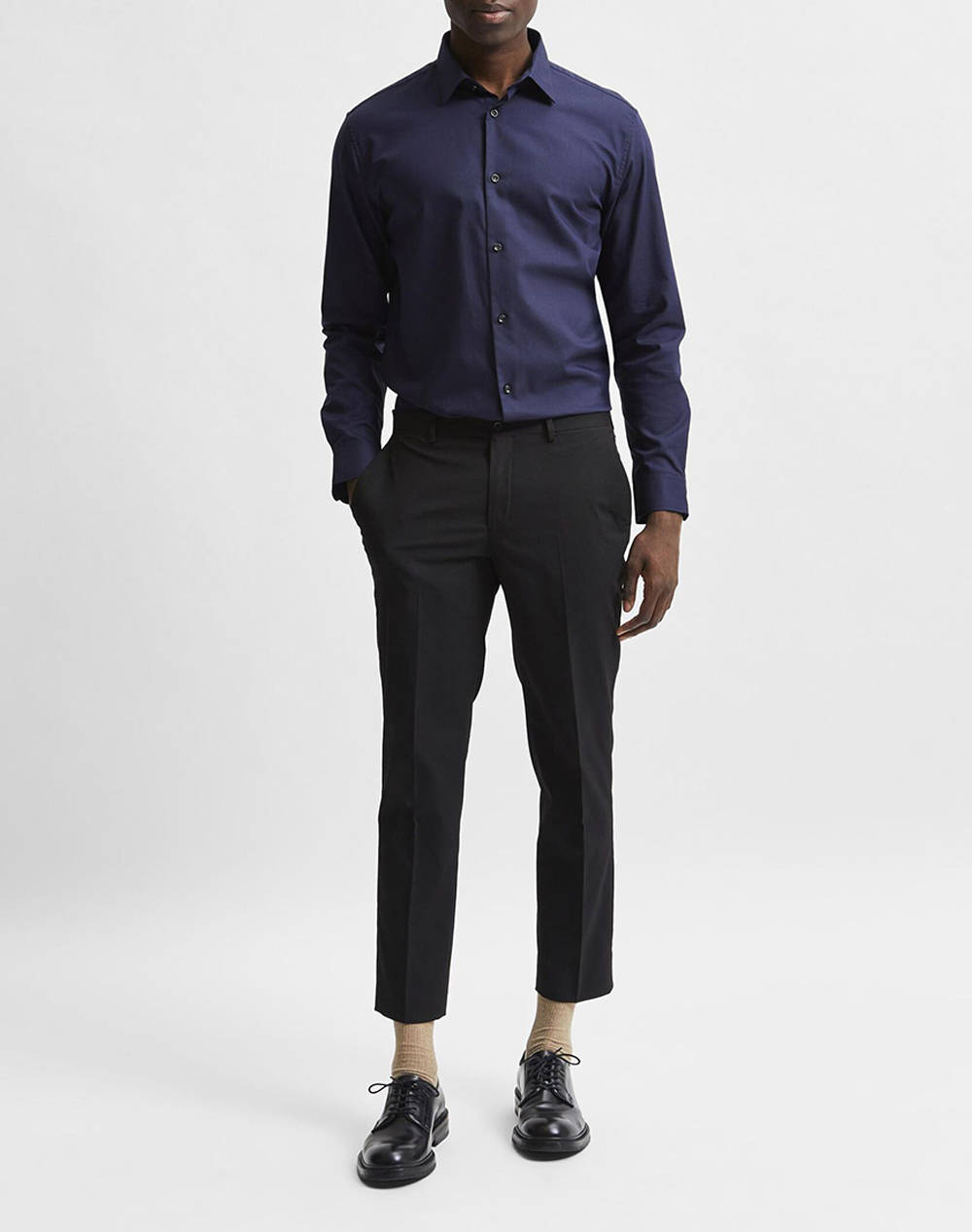 Selected Slhslimethan Shirt Ls Classic Noos 16080200-Peacoat Darkblue ανδρικά ρούχα πουκάμισα Politikos Shop Πολιτικός