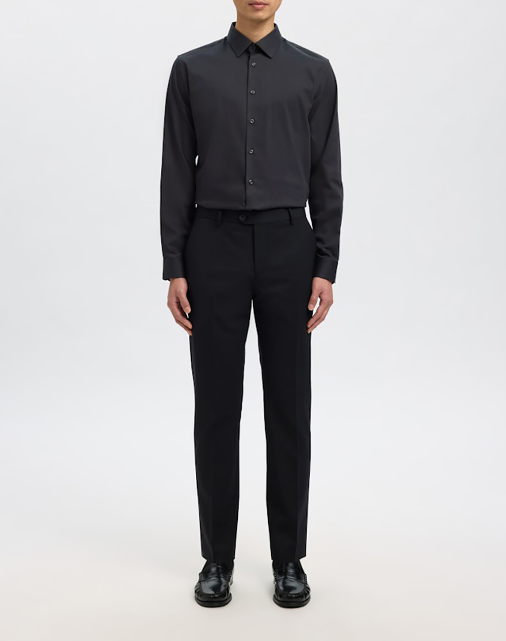Selected Slhslim-Performance Shirt Ls Noos 16092939-Black Black ανδρικά ρούχα πουκάμισα Politikos Shop Πολιτικός