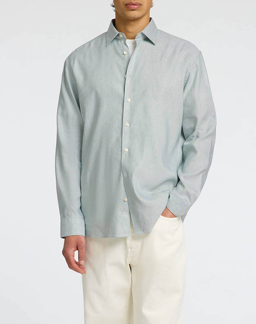 SELECTED SLHREG-LEO LIGHT SHIRT LS NOOS 16096545-Iceberg GreenMixedw.White MintGreen