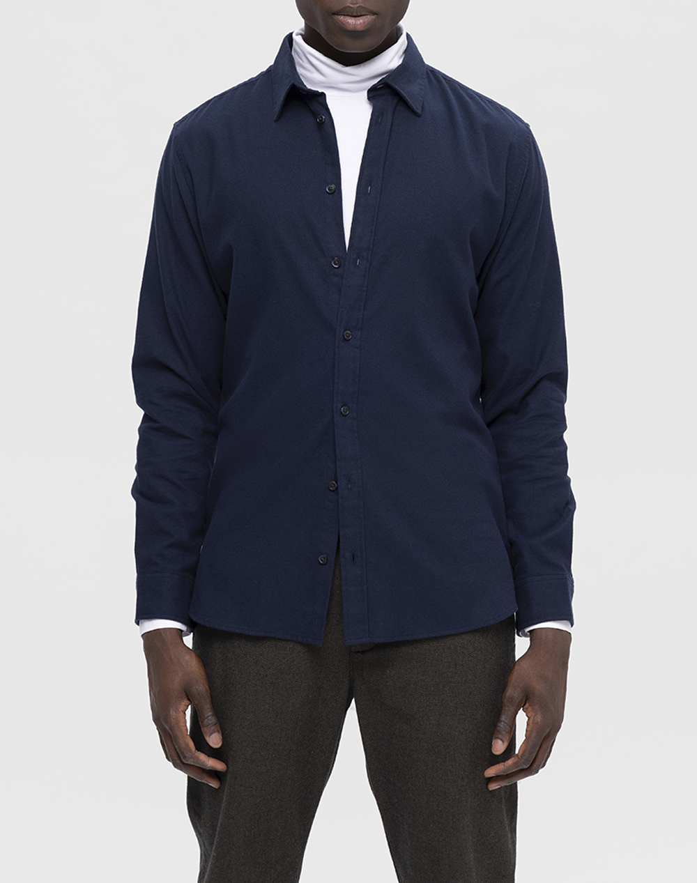SELECTED SLHSLIMOWEN-BRUSHED SHIRT LS NOOS 16091358-Dark SapphireSolid NavyBlue