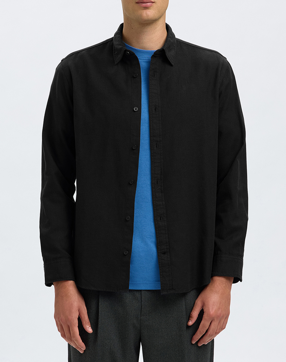 SELECTED SLHREGNOAH BRUSHED TWIST SHIRT LS NOOS 16098234-BLACK Black