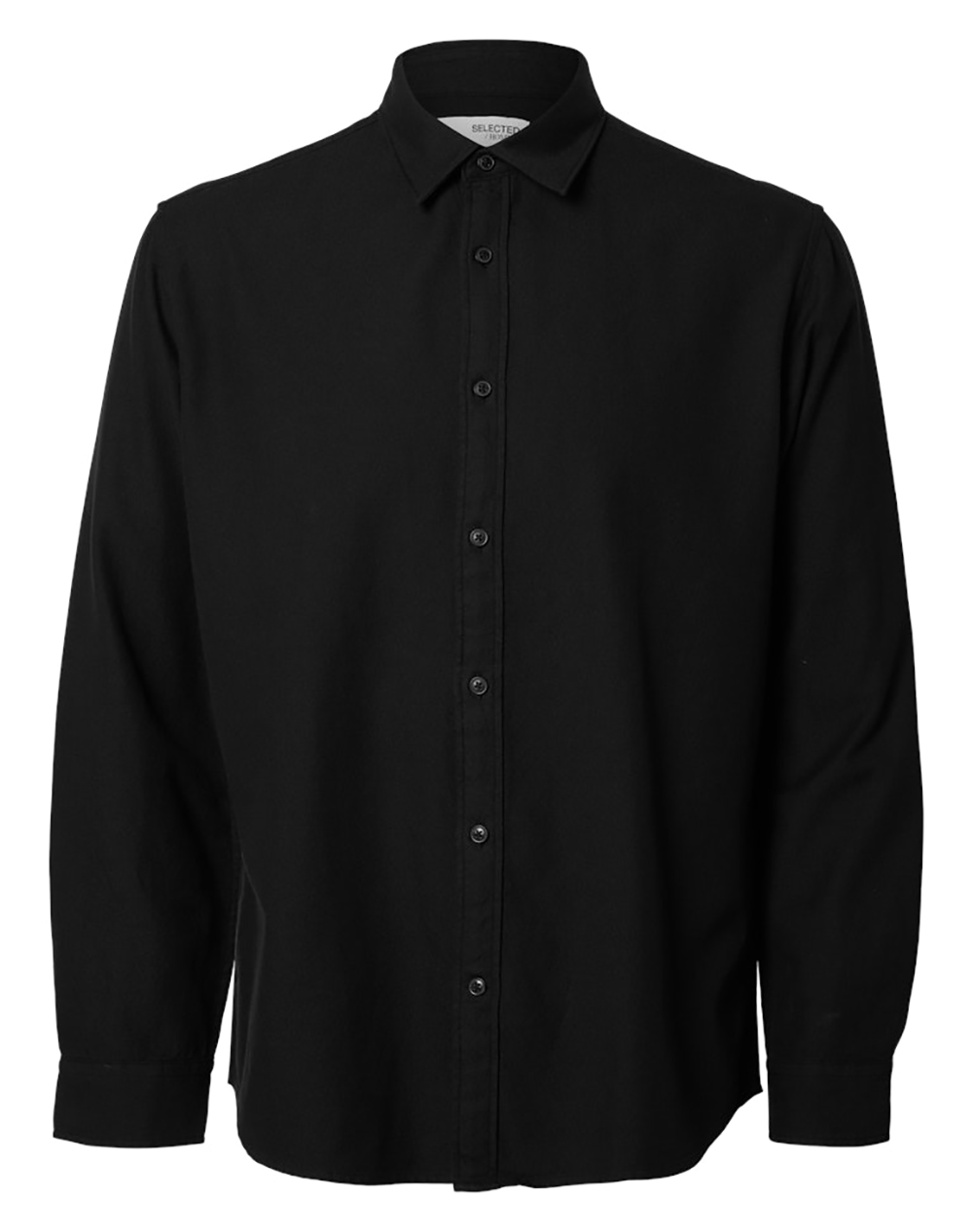 Selected Slhregnoah Brushed Twist Shirt Ls Noos 16098234-Black Black ανδρικά ρούχα πουκάμισα Politikos Shop Πολιτικός