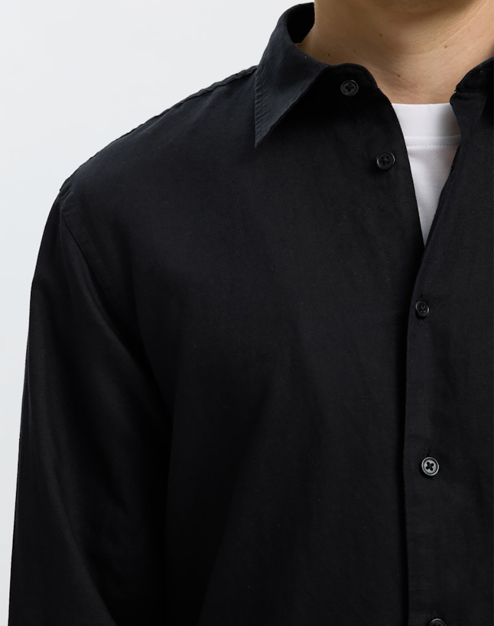 Selected Slmregclaus Clay Linenblend Ls Sht Noos 16100084-Black Black ανδρικά ρούχα πουκάμισα Politikos Shop Πολιτικός