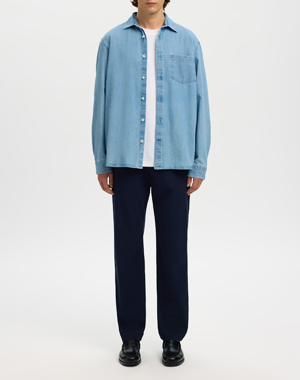 Selected Slmregclaus Carlo Denim Ls Shirt Noos 16097482-Light Blue Denimlightblue ανδρικά ρούχα πουκάμισα Politikos Shop Πολιτικός