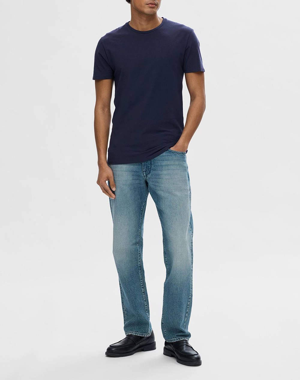 Selected Slhnewpima Ss O-Neck Tee Noos 16073457-Navy Blazer Navyblue ανδρικά ρούχα μπλούζες T-Shirt Politikos Shop Πολιτικός