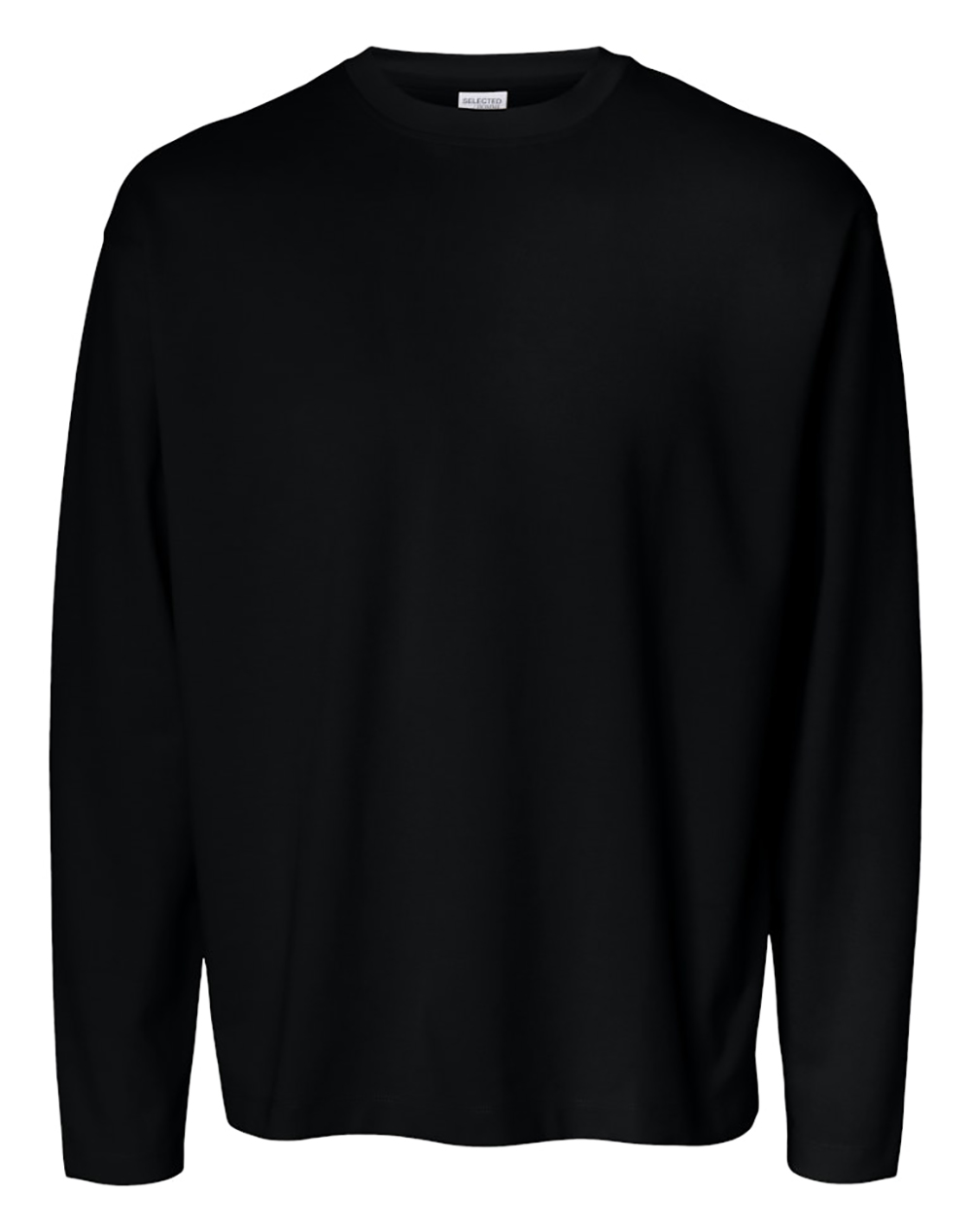 Selected Slhlooseoscar Ls O-Neck Tee Noos 16097847-Black Black ανδρικά ρούχα μπλούζες T-Shirt Politikos Shop Πολιτικός