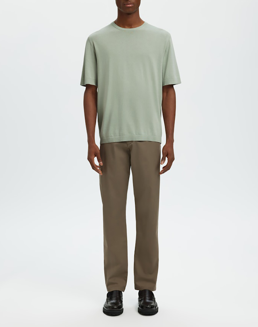 Selected Slmtorino Ss Knit Crew Neck Noos 16099828-Aqua Gray Olive ανδρικά ρούχα μπλούζες Πλεκτά Politikos Shop Πολιτικός