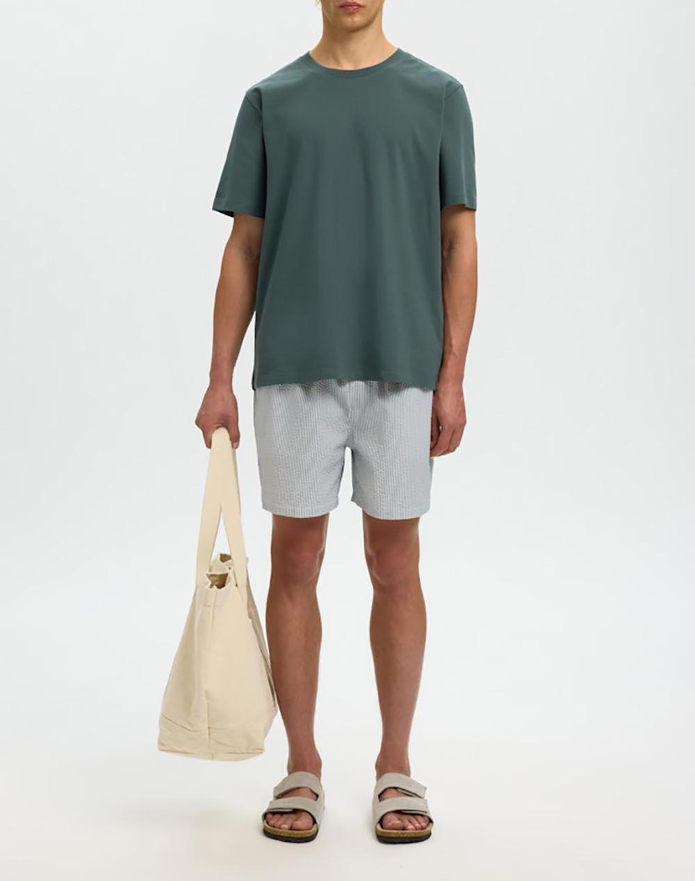 Selected Slmatlas Ss O-Neck Tee Noos 16100145-Balsam Green ανδρικά ρούχα μπλούζες T-Shirt Politikos Shop Πολιτικός