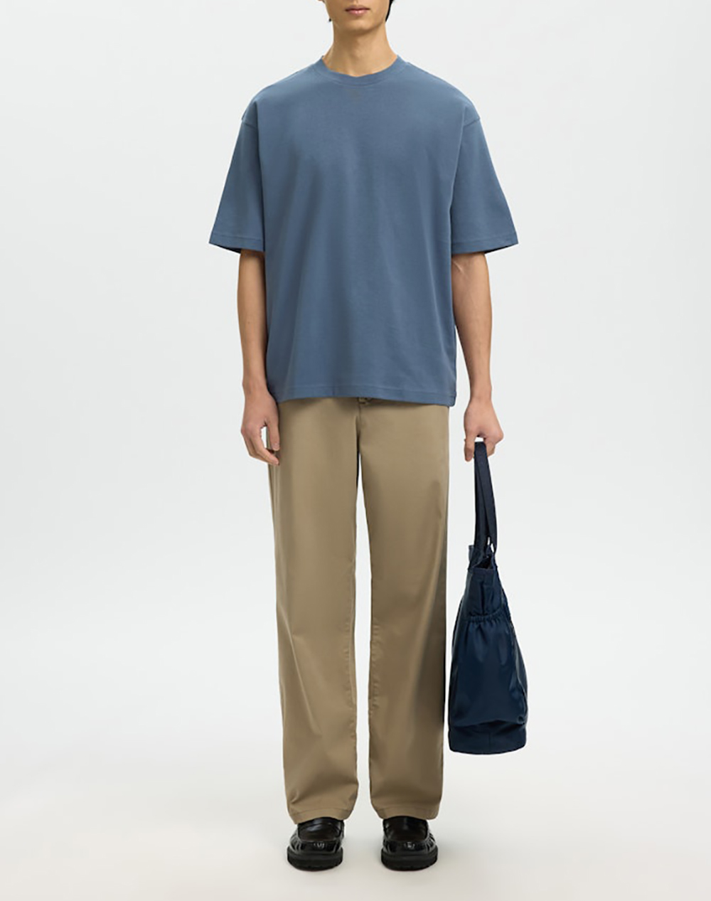 Selected Slmlooseoscar Ss O-Neck Tee Noos 16094143-Blue Mirage Blue ανδρικά ρούχα μπλούζες T-Shirt Politikos Shop Πολιτικός