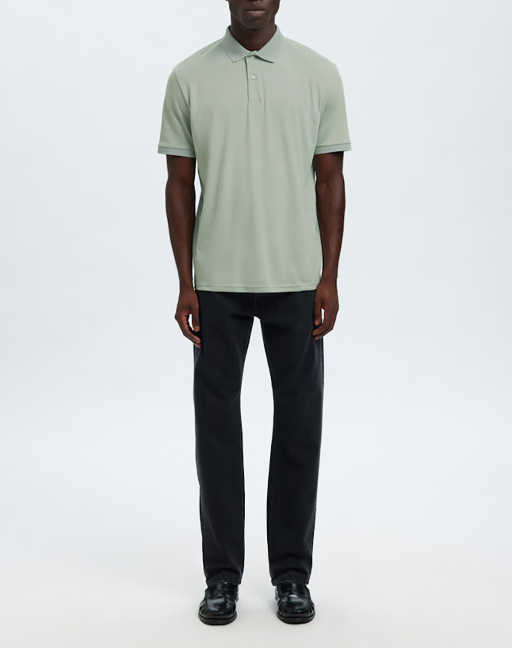 Selected Slmfave Button Ss Polo Noos 16099994-Aqua Gray Mintgreen ανδρικά ρούχα μπλούζες Politikos Shop Πολιτικός