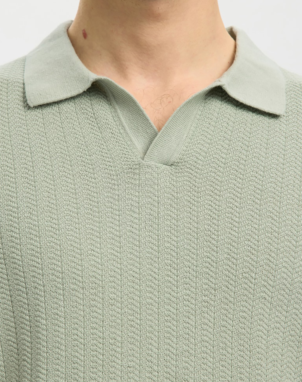 Selected Slhmattis Ss Linen Blend Struc Polo Noos 16101575-Aqua Gray Aqua ανδρικά ρούχα μπλούζες Politikos Shop Πολιτικός