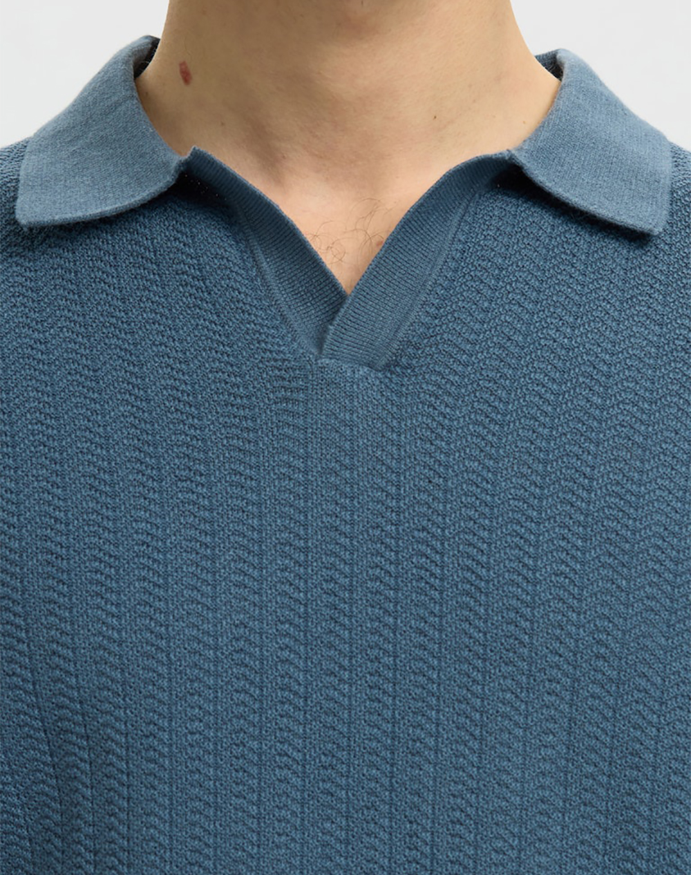 Selected Slhmattis Ss Linen Blend Struc Polo Noos 16101575-Blue Mirage Blue ανδρικά ρούχα μπλούζες Politikos Shop Πολιτικός