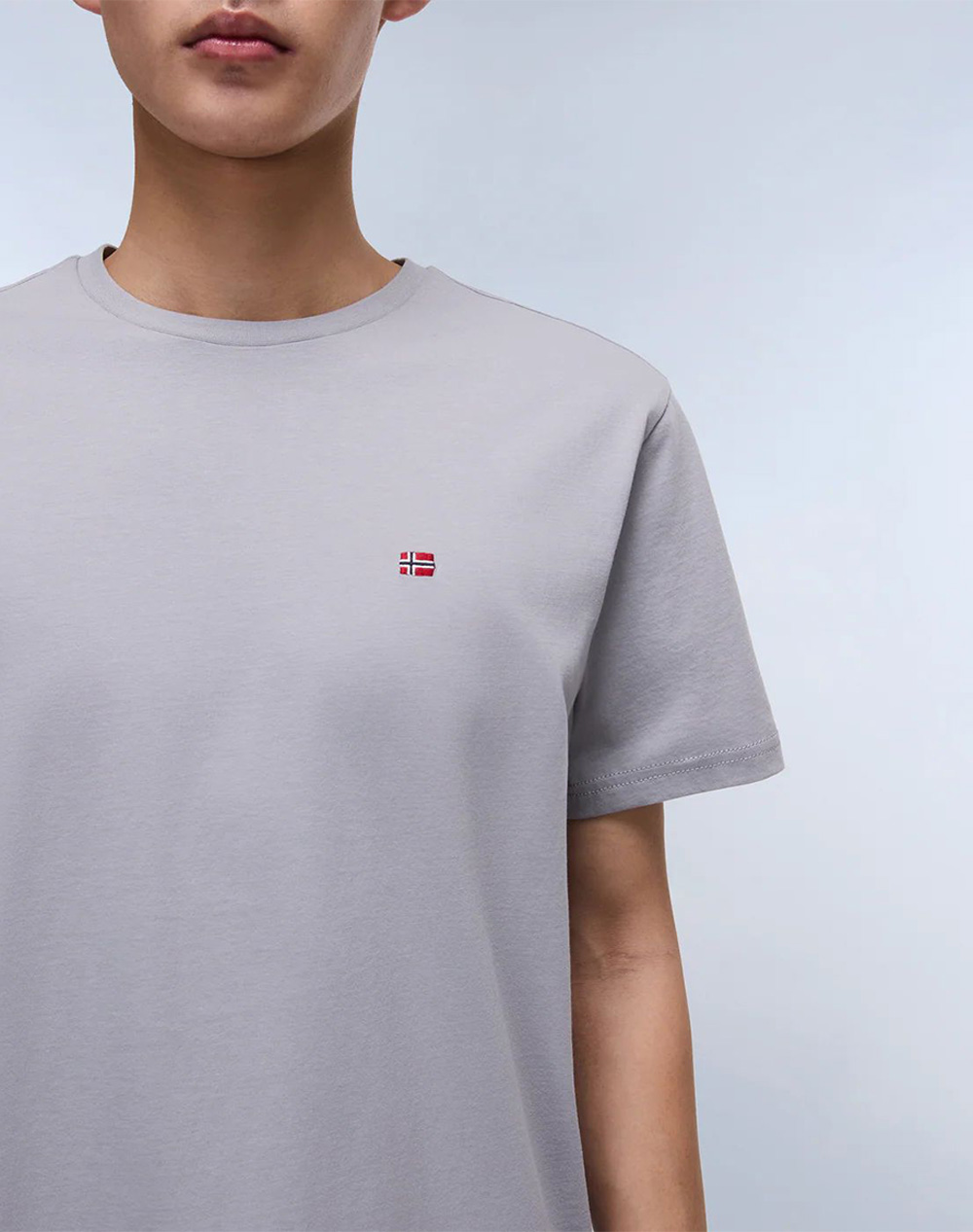 Napapijri Salis Ss Sum Np0A4H8D-Nph62 Lightgray ανδρικά ρούχα μπλούζες T-Shirt Politikos Shop Πολιτικός