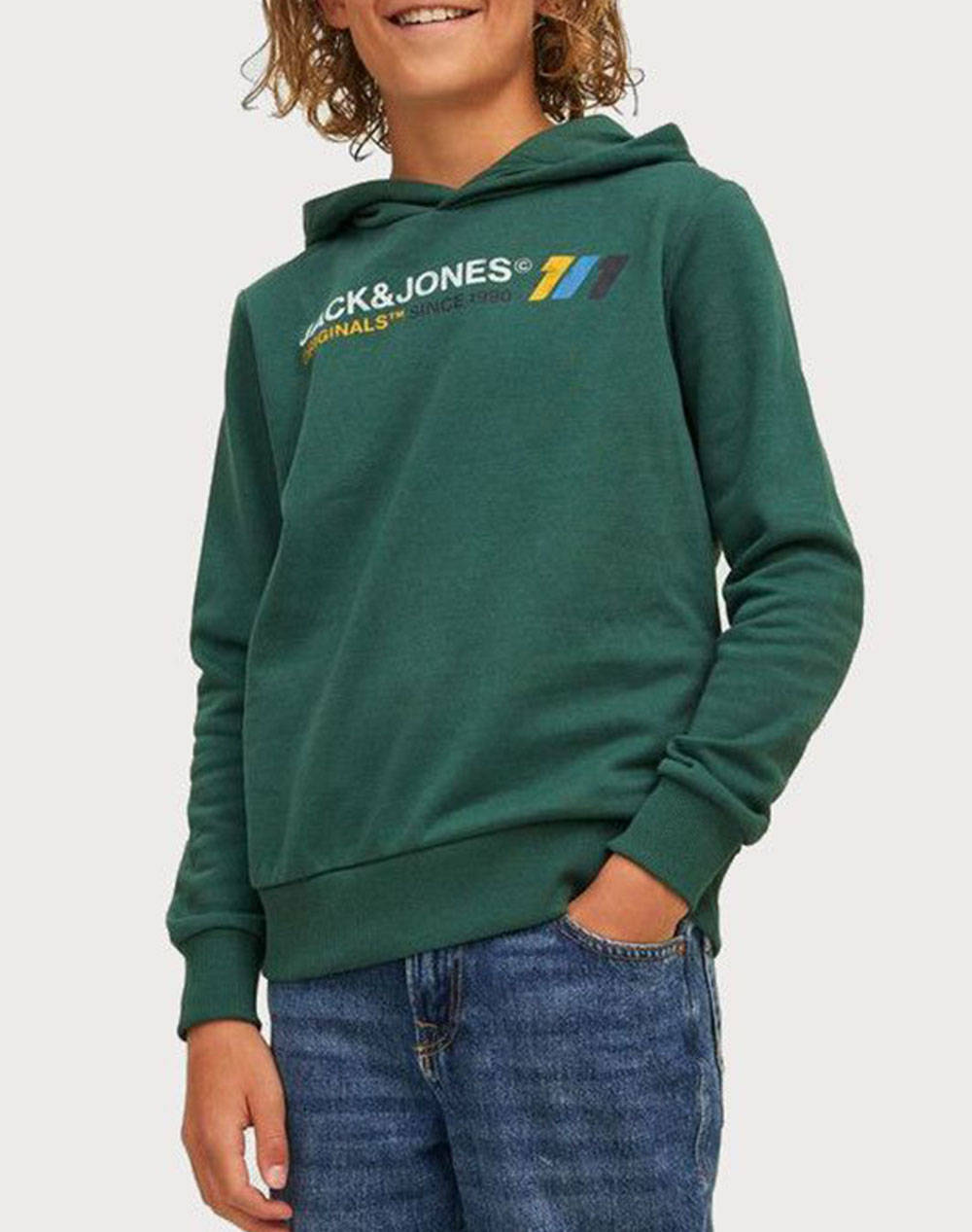 JACK&JONES JORNATE SWEAT HOOD SN JNR 12216911-Trekking Green MediumForestGreen