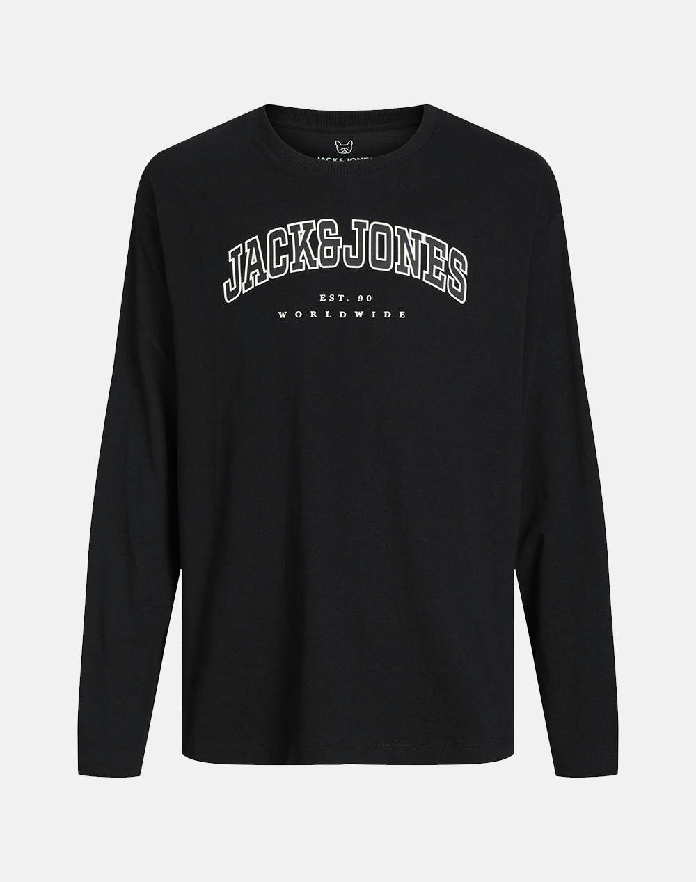 JACK&JONES JJECALEB VARSITY TEE LS O-NECK SN JNR 12258928-BlackLOOSE Black