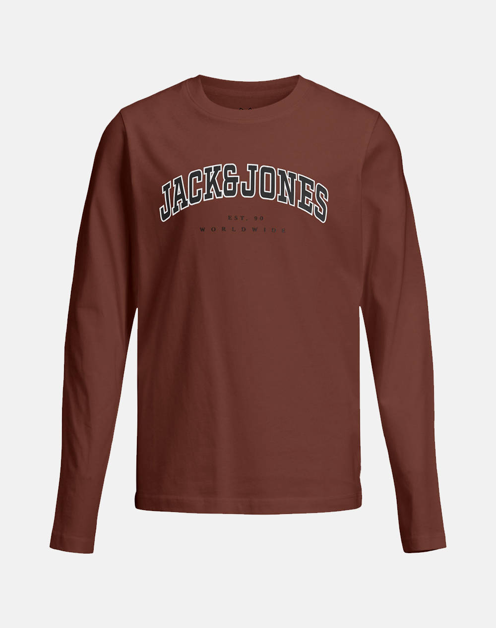 JACK&JONES JJECALEB VARSITY TEE LS O-NECK SN JNR 12258928-Burnt Henna Brown