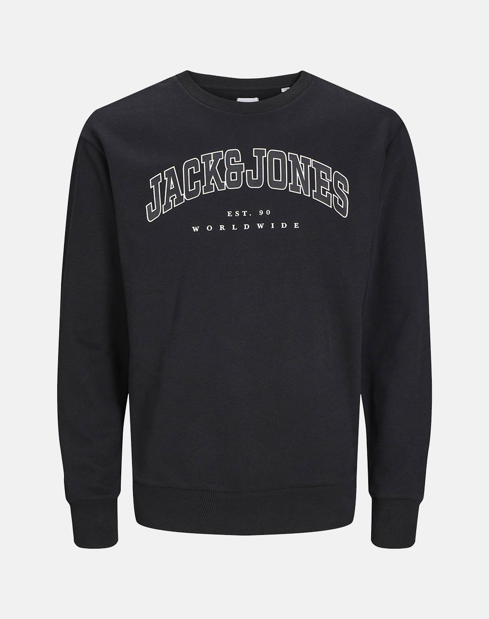 JACK&JONES JJECALEB VARSITY SWEAT CREW NCK NOOS JNR 12258967-BlackLOOSE Black