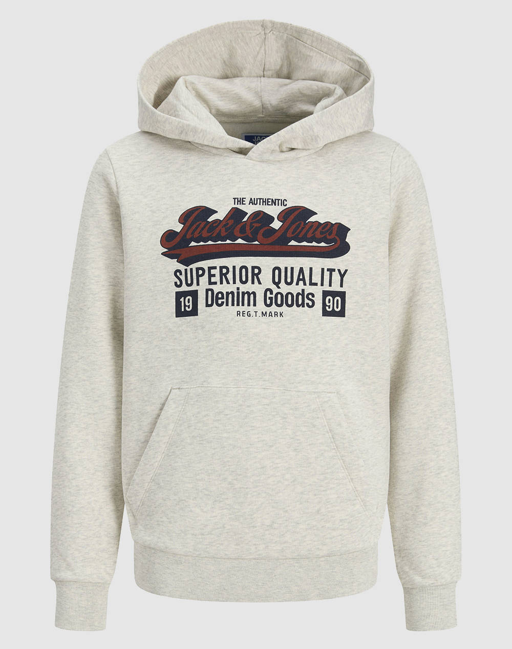 JACK&JONES JJELOGO SWEAT HOOD 2 COL 25/26 NOOS JNR 12279744-White Melange LightGray