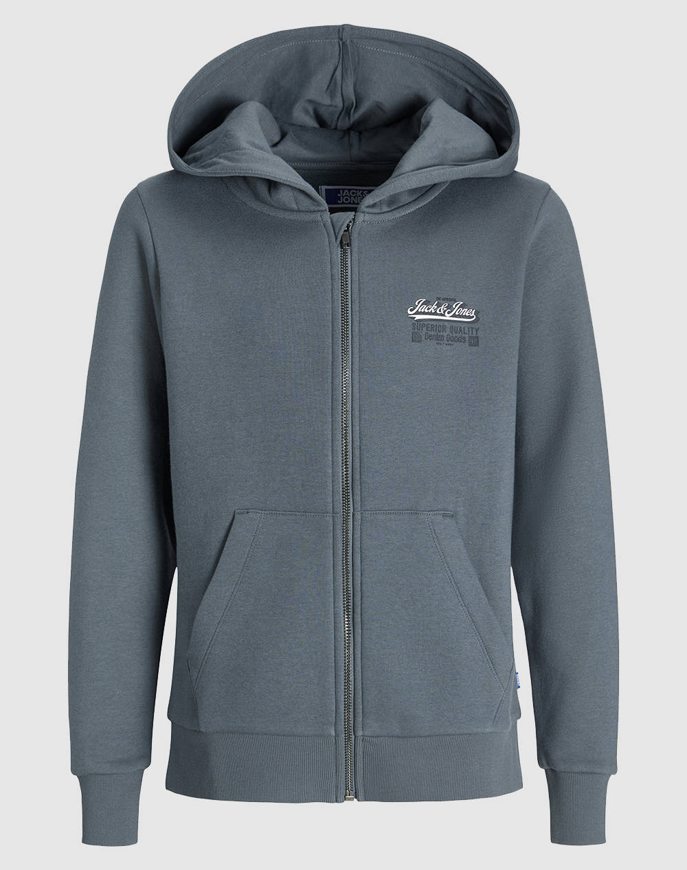 JACK&JONES JJELOGO SWEAT ZIPHOOD 2COL NOOS JNR 12279801-Stormy Weather SteelBlue