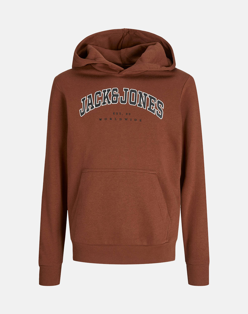JACK&JONES JJECALEB VARSITY SWEAT HOOD NOOS JNR 12259564-Burnt Henna Brown