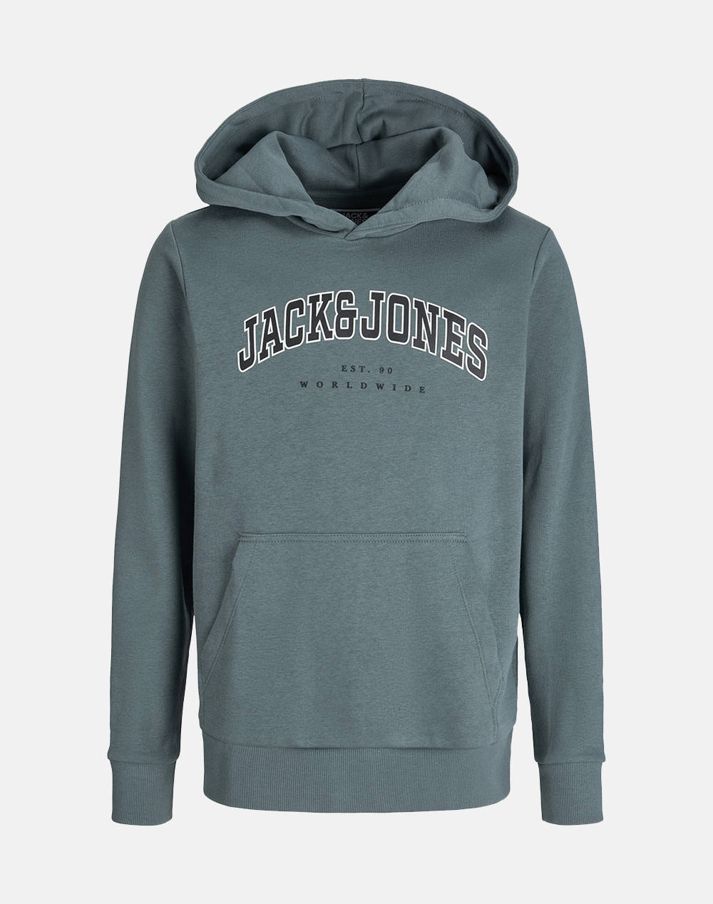 JACK&JONES JJECALEB VARSITY SWEAT HOOD NOOS JNR 12259564-Stormy Weather Gray