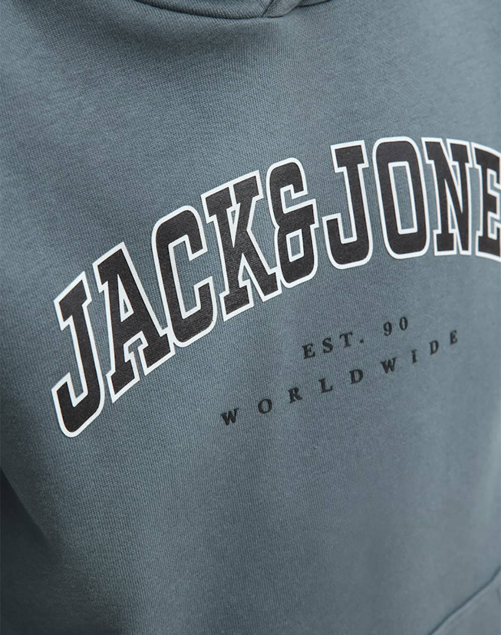 JACK&JONES JJECALEB VARSITY SWEAT HOOD NOOS JNR 12259564-Stormy Weather Gray φωτογραφία