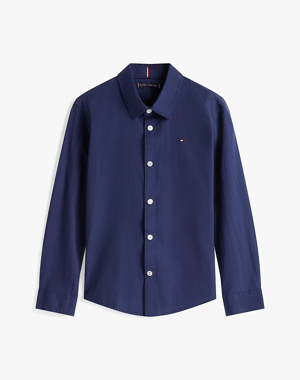 TOMMY HILFIGER SOLID STRETCH POPLIN SHIRT L/S KB0KB06965-8Y-16Y-C87 NavyBlue