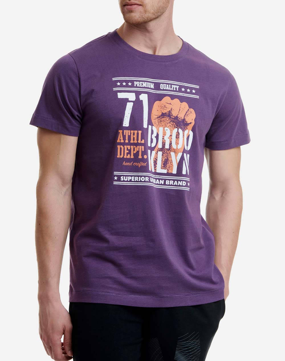 WALK ΑΝΔΡΙΚΟ ΒΑΜΒΑΚΕΡΟ T-SHIRT ΜΕ ΤΥΠΩΜΑ W5200-5-ΜΕΛΙΤΖΑΝΙ PlumPie