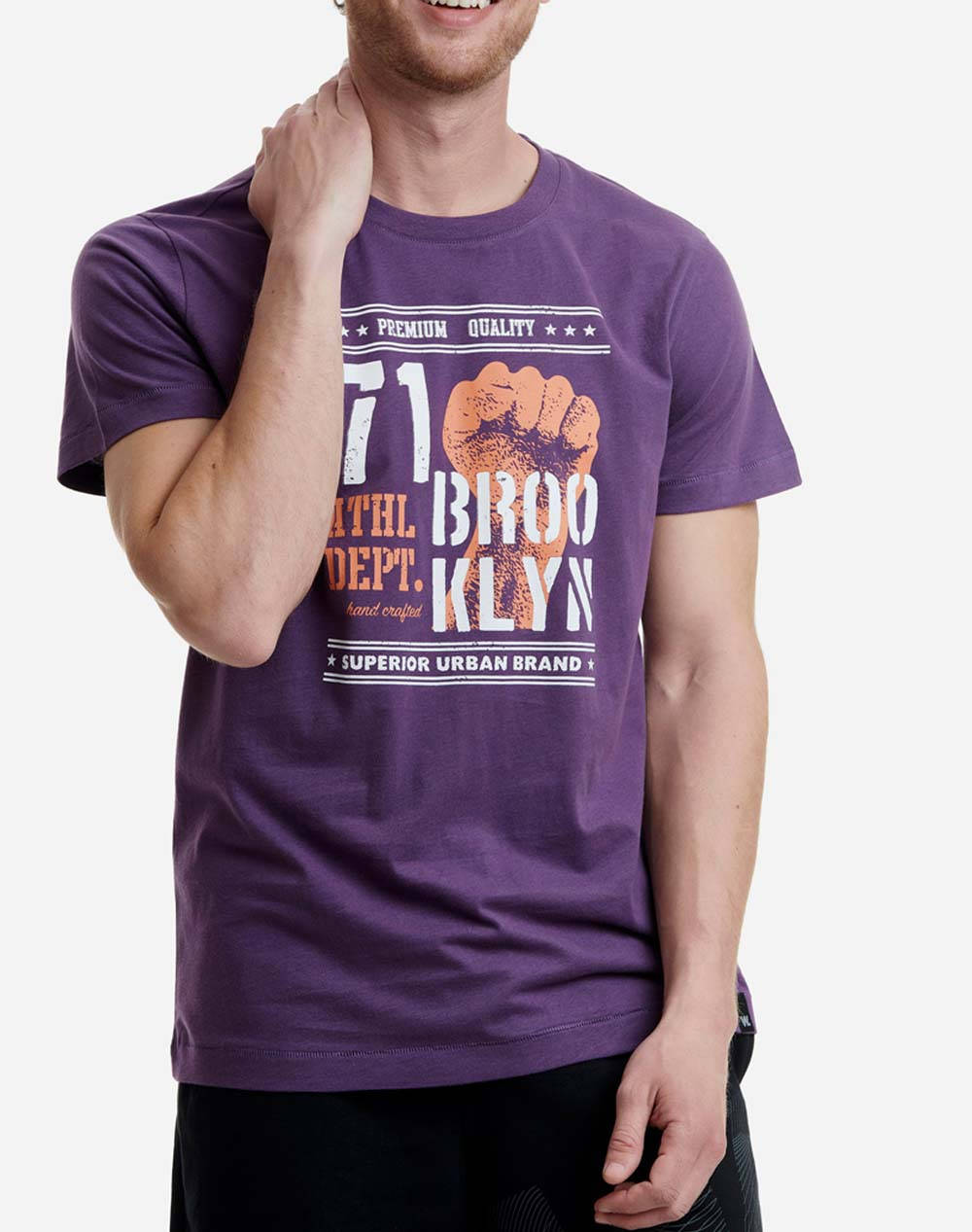 WALK ΑΝΔΡΙΚΟ ΒΑΜΒΑΚΕΡΟ T-SHIRT ΜΕ ΤΥΠΩΜΑ W5200-5-ΜΕΛΙΤΖΑΝΙ PlumPie φωτογραφία