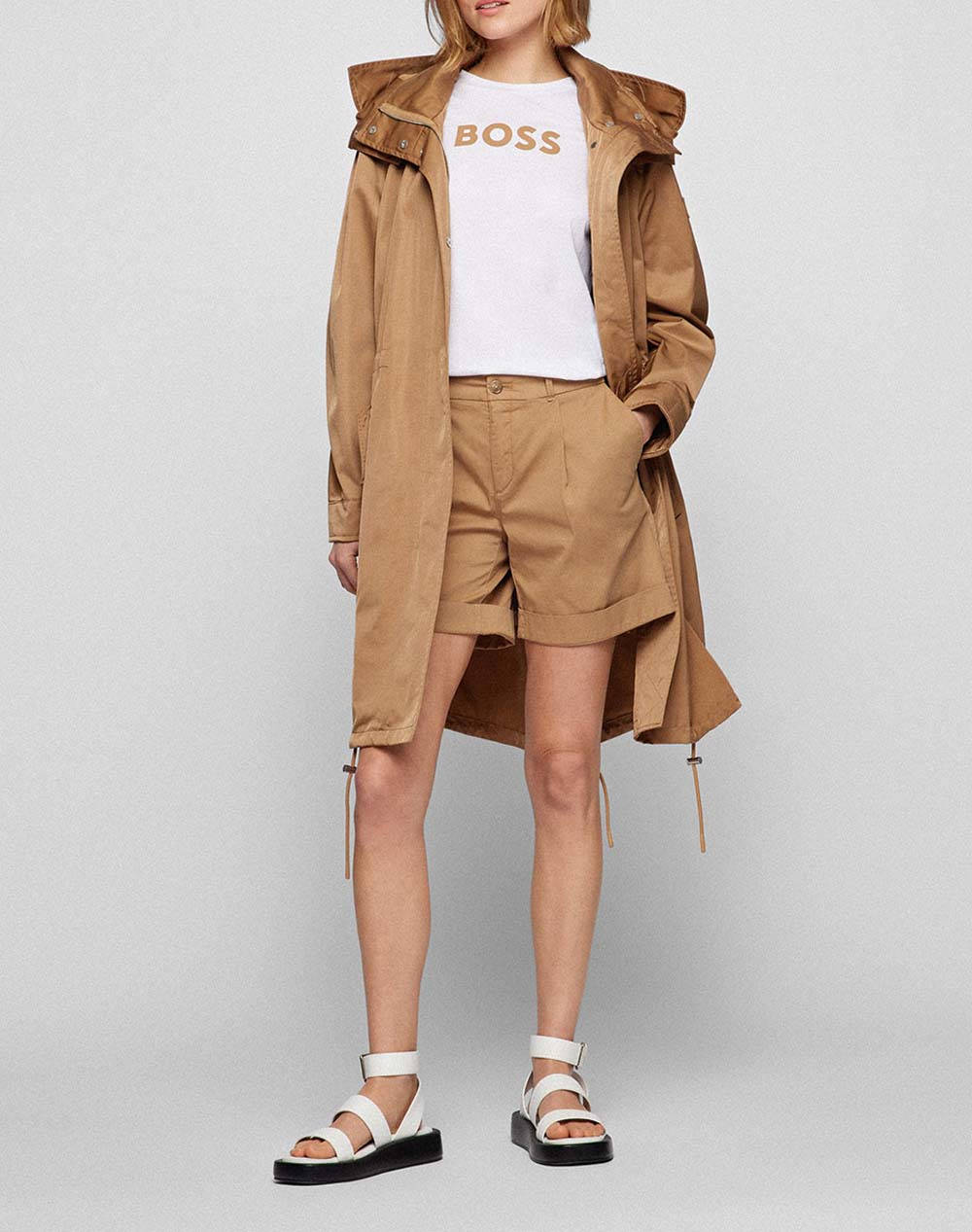 Boss Jersey C Elogo 5 50468356 -100 White Γυναικεία ρούχα μπλούζες Τ-Shirt Politikos Shop Πολιτικός