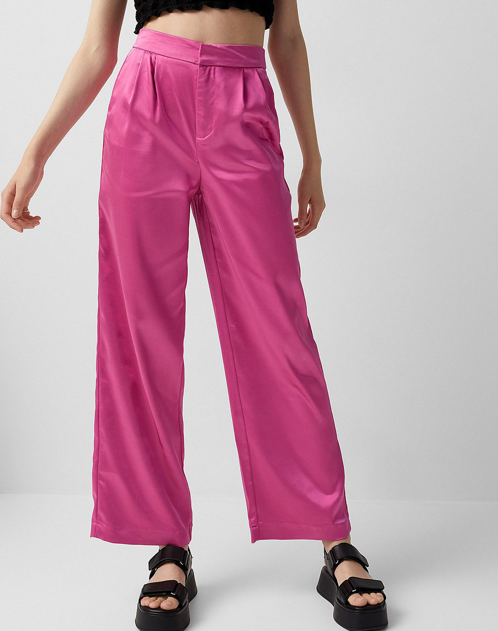 ONLY ONLMAYRA HW SATIN WIDE PANT TLR 15260302-Super Pink Pink 3410AONLY2010077_XR13538