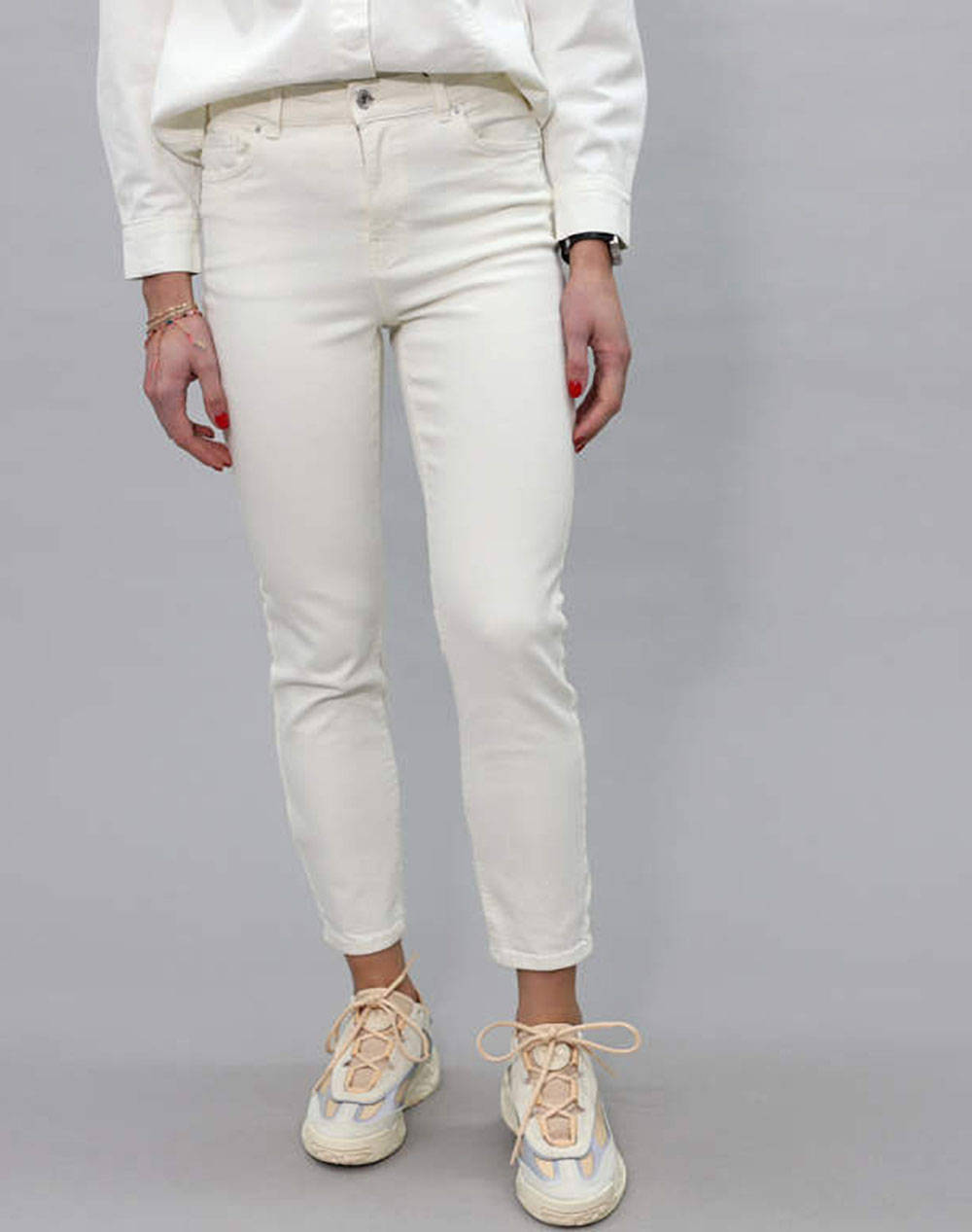 VERO MODA VMBRENDA HR STRAIGHT ANK CUT COLOR - White | Politikos-shop.gr