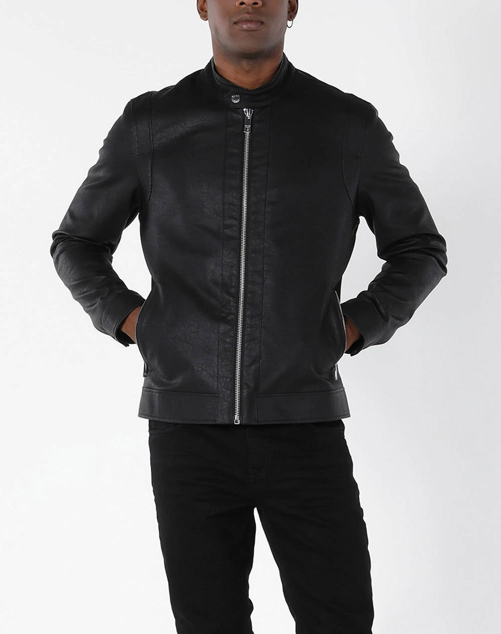 boss osma biker jacket in black