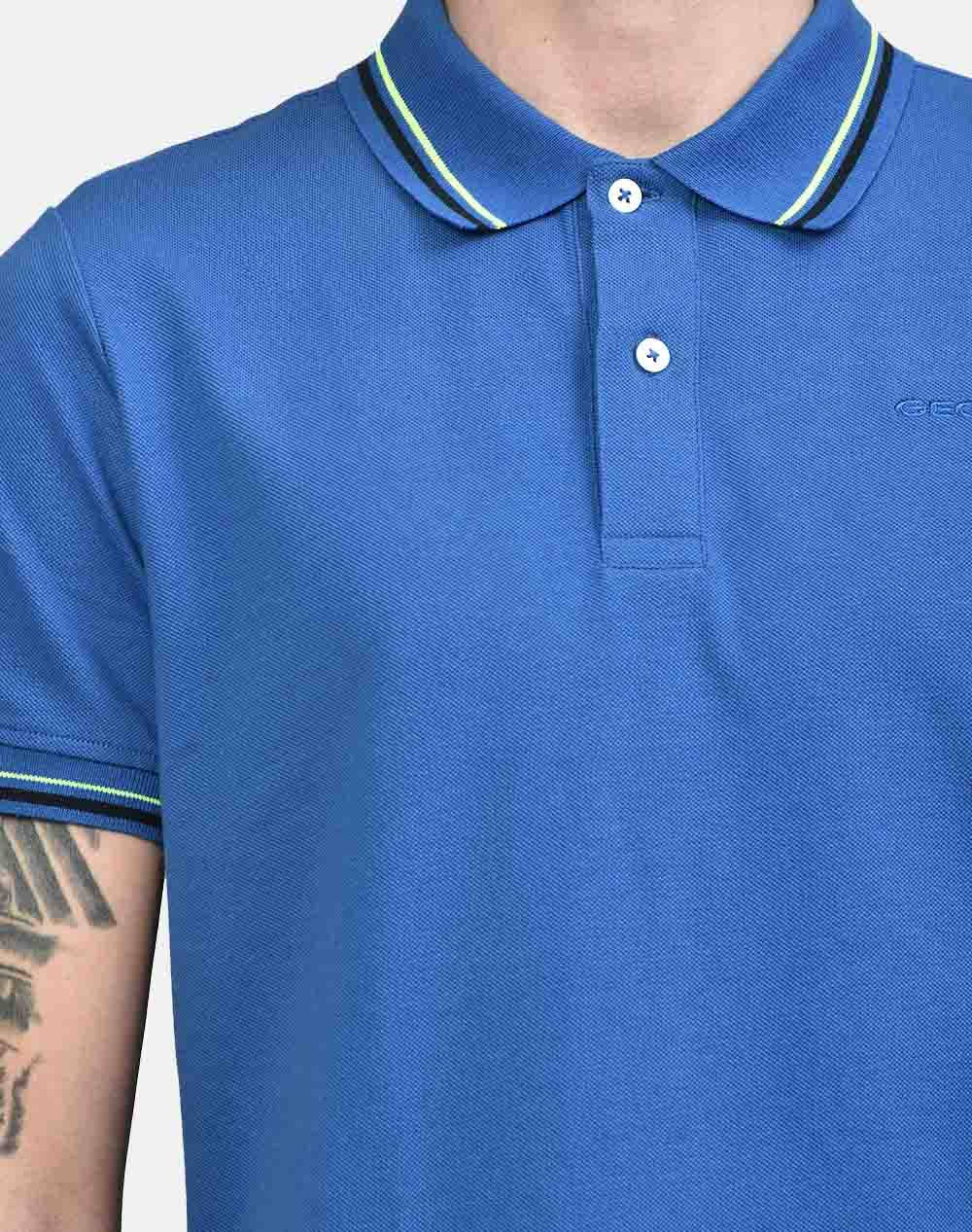 Geox M Sunstainable Polo-Piquet M2510At2649-F4454 Blue ανδρικά ρούχα μπλούζες Polo Politikos Shop Πολιτικός