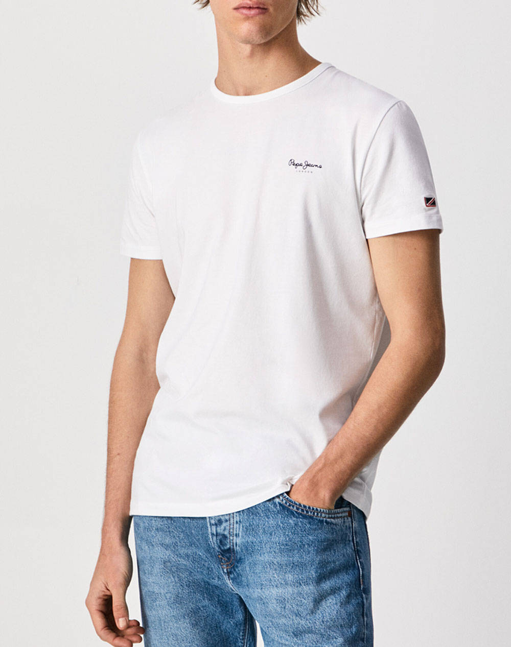 PEPE JEANS E1 ORIGINAL BASIC 3 N MEN''S T-SHIRT - White | Politikos-shop.gr