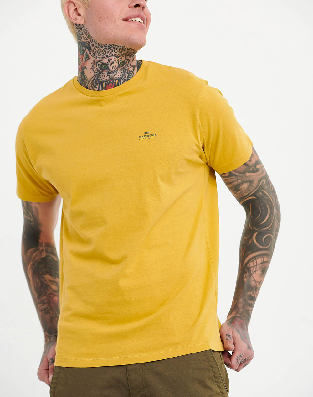 FUNKY BUDDHA Essential t-shirt με λαιμόκοψη FBM005-001-04-DIRTY Yellow