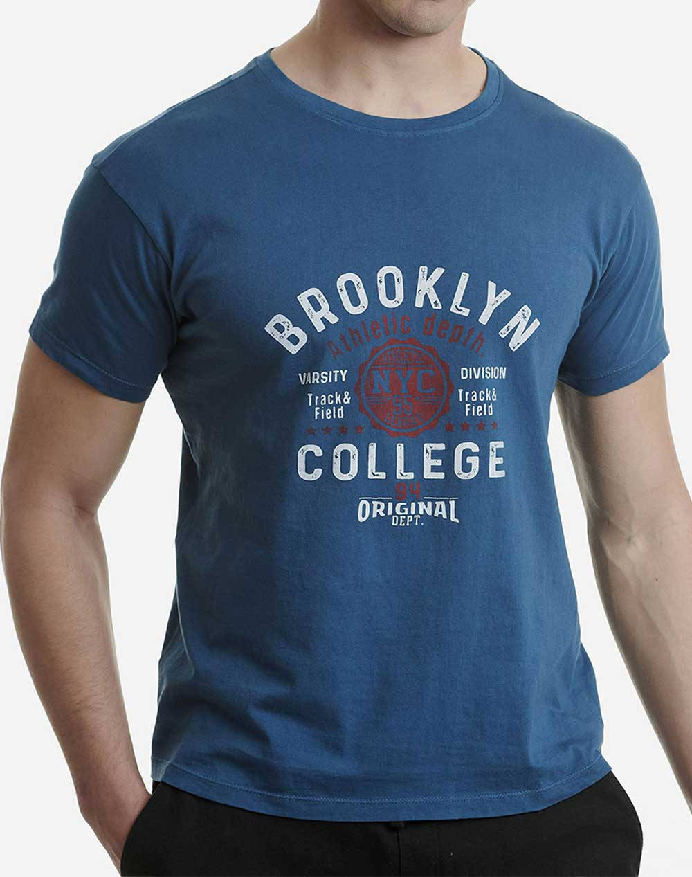 WALK ΑΝΔΡΙΚΟ ΒΑΜΒΑΚΕΡΟ T-SHIRT ΜΕ ΤΥΠΩΜΑ W5200-6-07/ΡΑΦ RoyalBlue