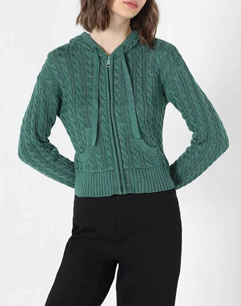 COLINS CARDIGAN W CL1060711-GRN MediumForestGreen