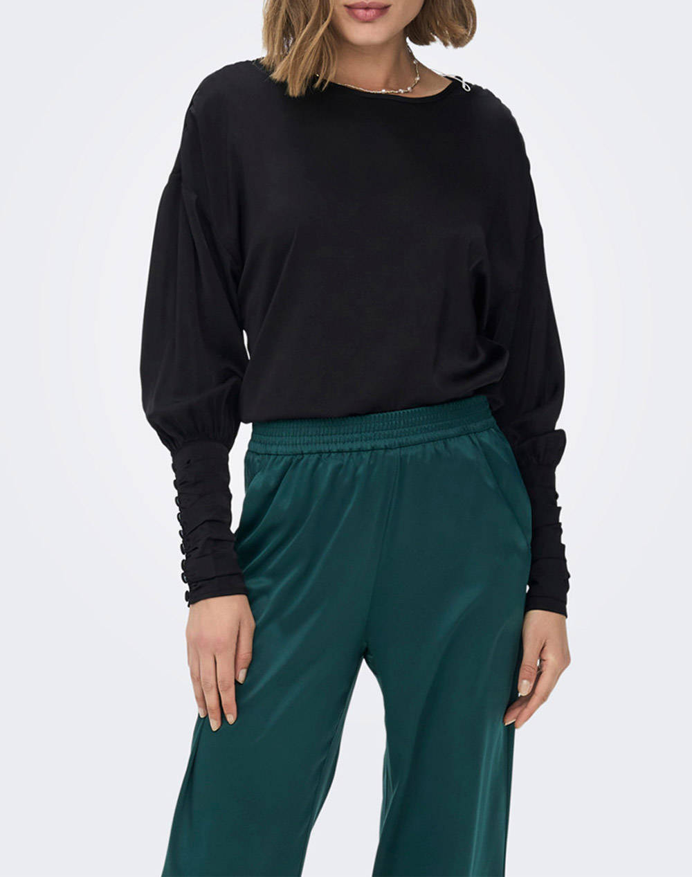 ONLY ΜΠΛΟΥΖΑ ONLJADE PRIMROSE LS HIGH CUFF TOP WVN 15264008-BLACK Black