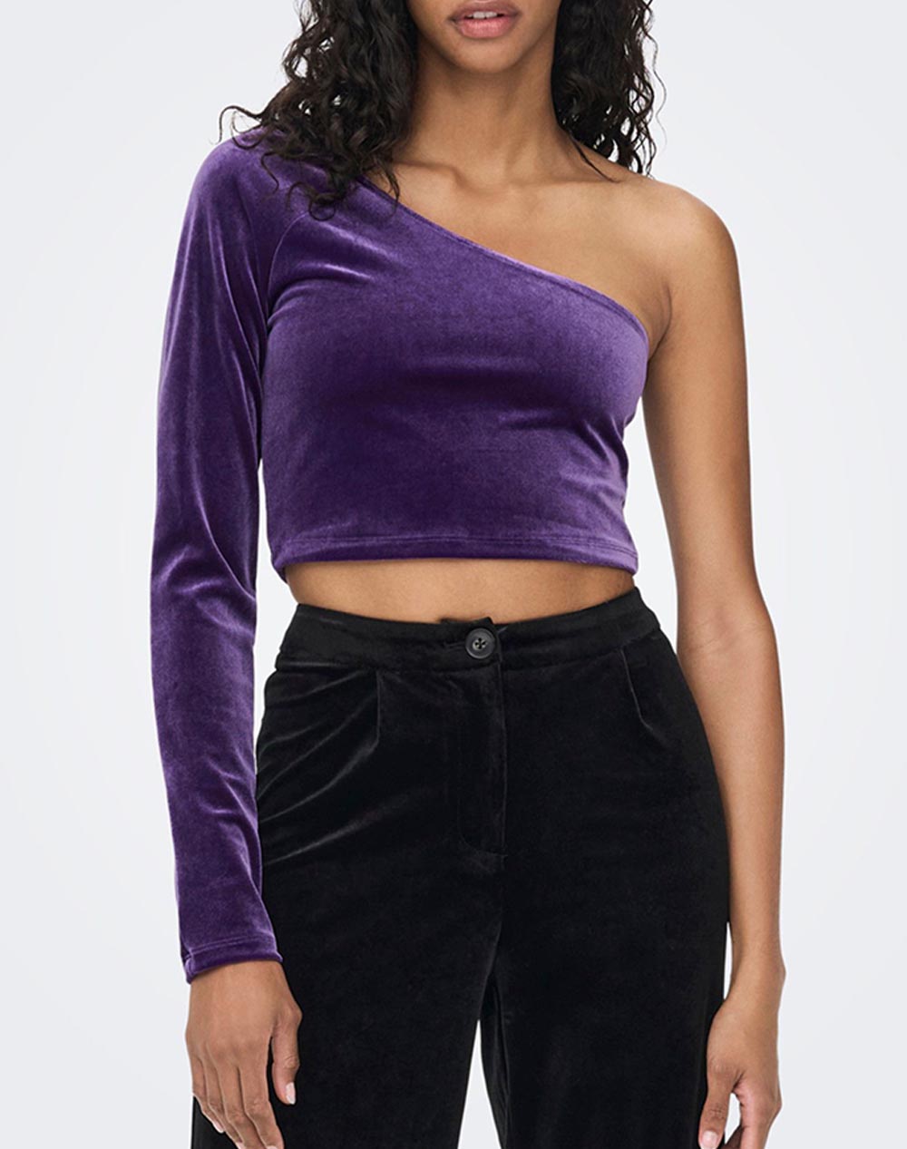 ONLY ONLSMOOTH ONE SHOULDER VELVET TOP JRS 15277992-Acai Purple 3510AONLY3460141_XR16736