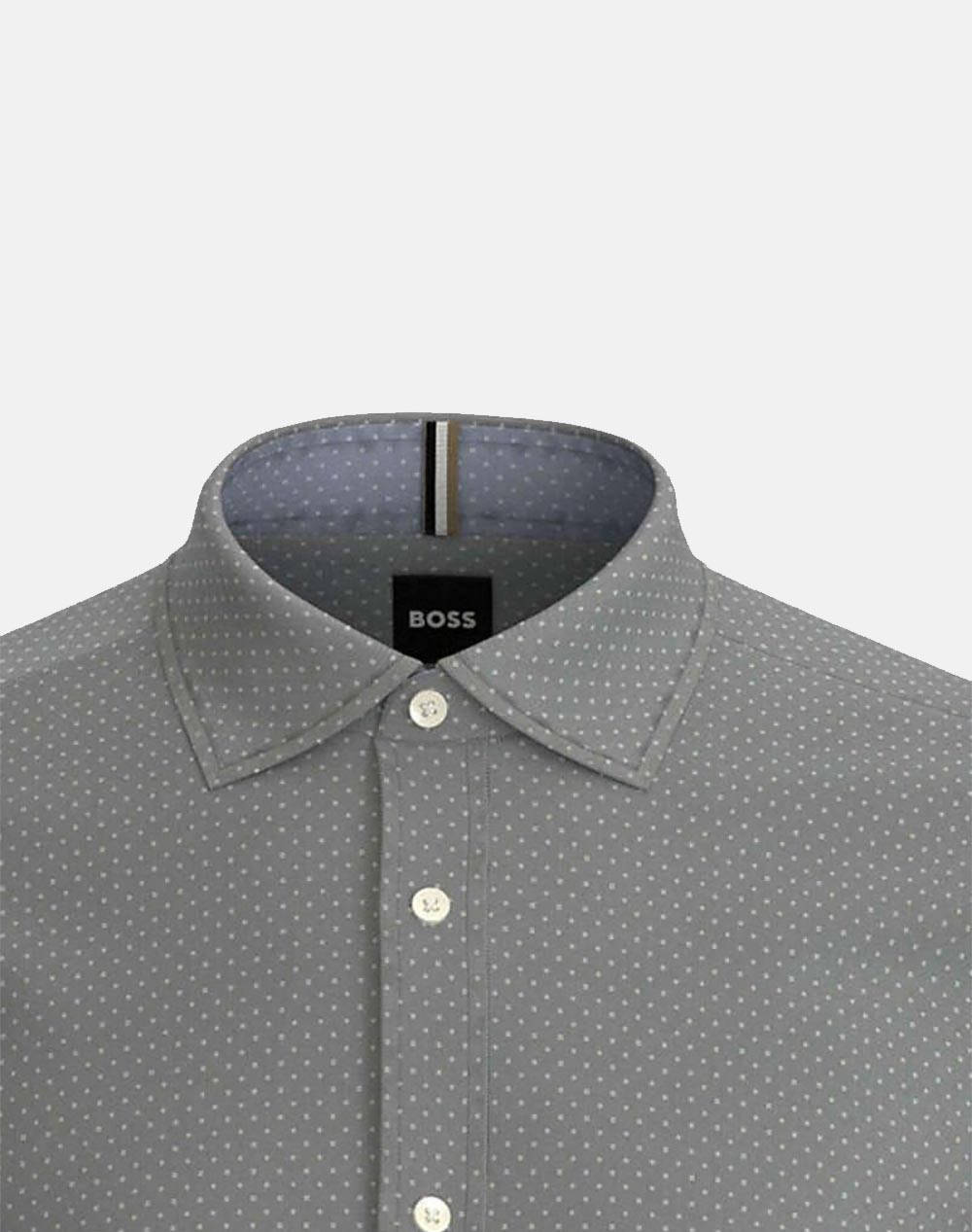 Boss Πουκαμισο Rey 17 50477843-404 Darkgray ανδρικά ρούχα πουκάμισα Politikos Shop Πολιτικός
