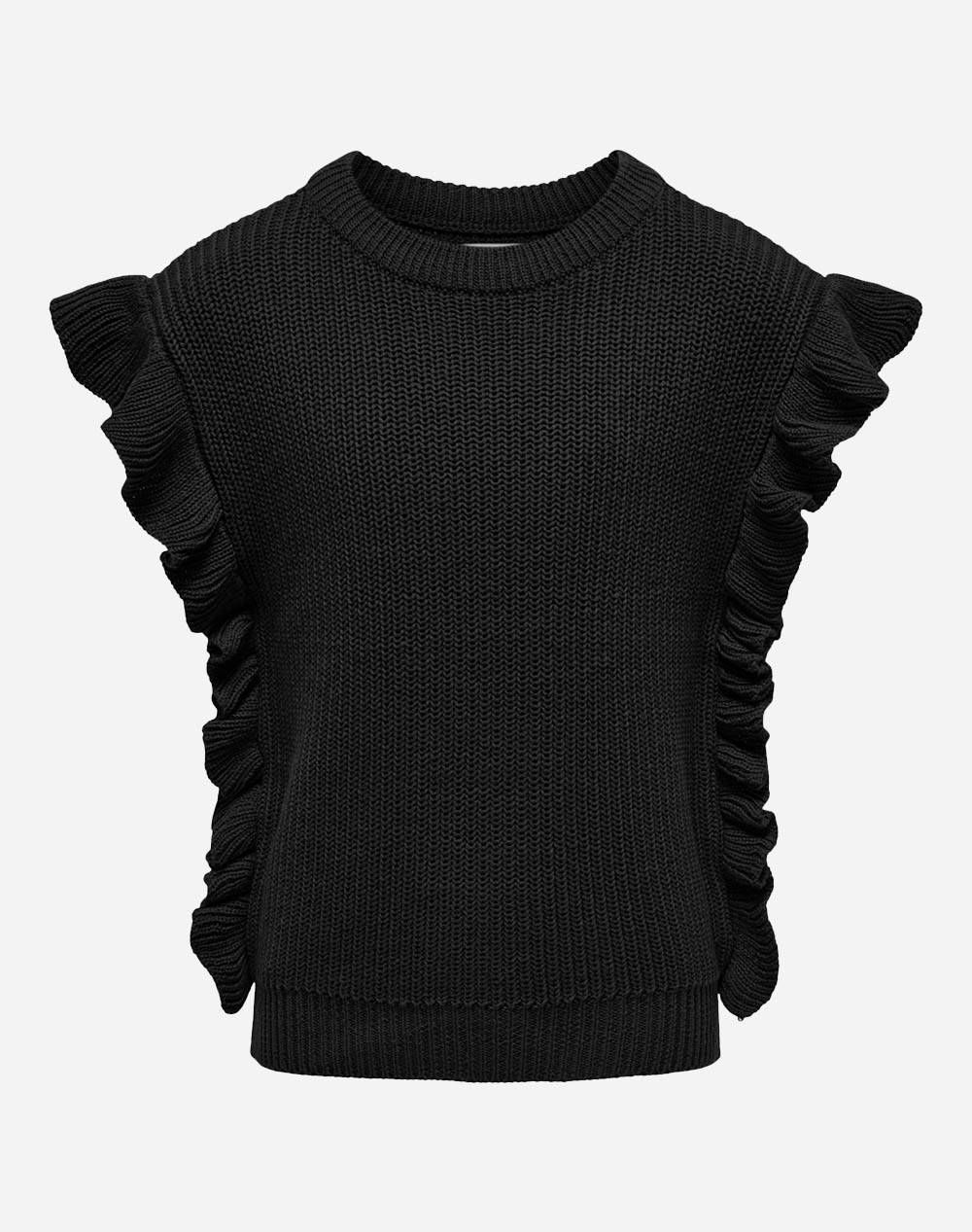 ONLY ONLY ΜΠΟΥΦΑΝ ΑΜΑΝΙΚΟ KOGGITTA S/L FRILL VEST KNT 15273016-BLACK Black