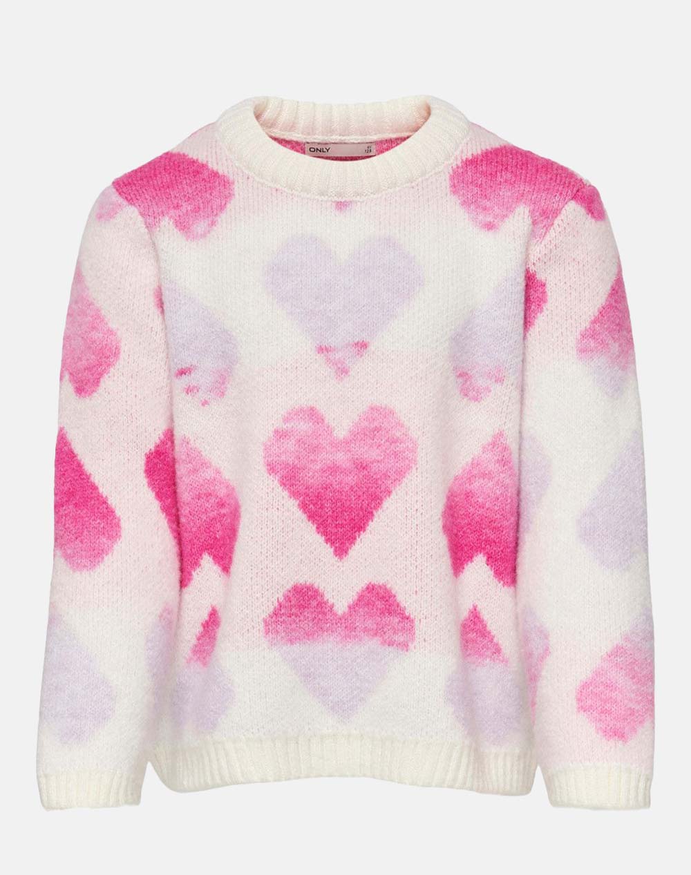 ONLY ΠΟΥΛΟΒΕΡ ΠΑΙΔΙΚΟ KOGAIDA L/S HEART PULLOVER CP KNT 15263457-Cloud Dancer Mixed