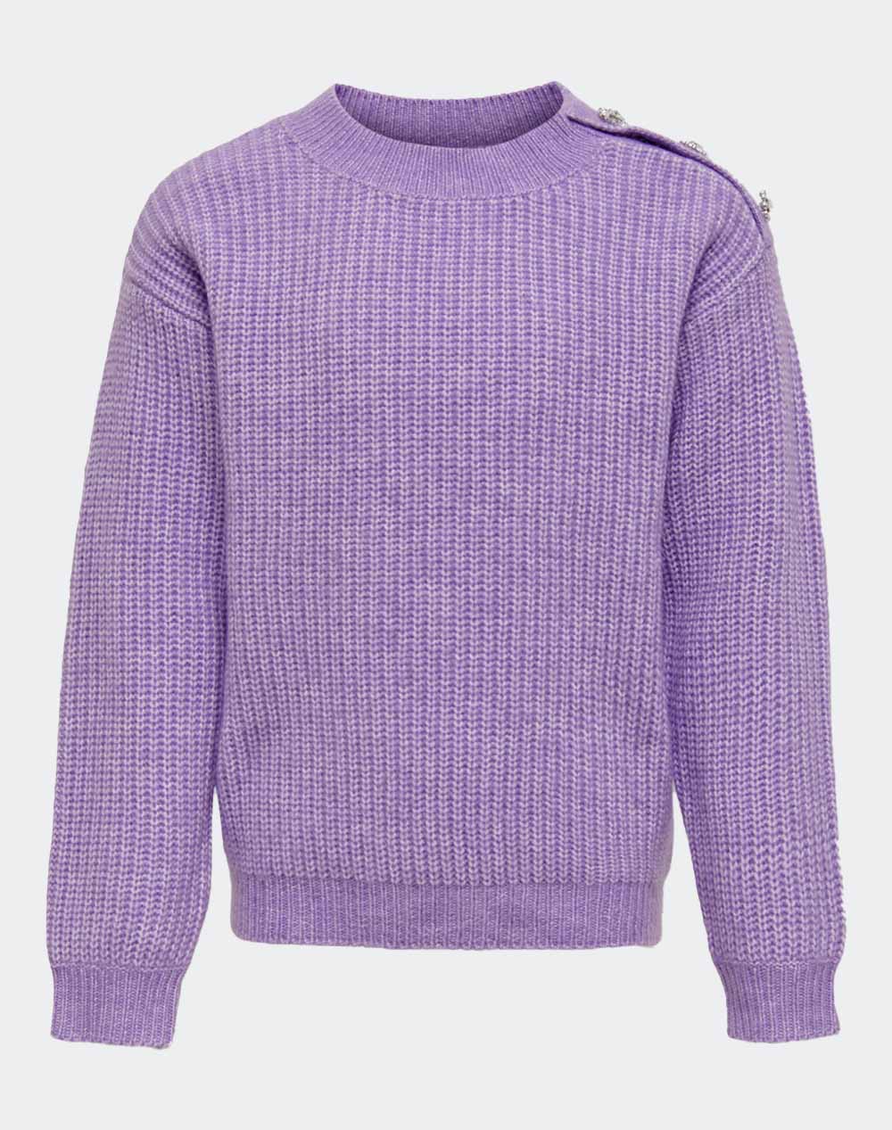 ONLY ΠΟΥΛΟΒΕΡ ΠΑΙΔΙΚΟ KOGAIRY L/S BLING PULLOVER KNT 15267507-VIOLA Purple